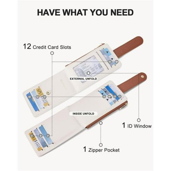 Bostanten RFID Leather Wallet Slim Bifold Card Holder with Zipper for Women - Picture 2 of 7